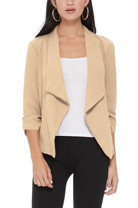 Quarter Sleeve Waist Length Blazer Jacket - Pure Modest Apparel - Jackets