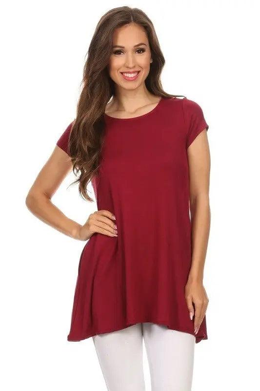 Short Sleeve Knit Tunic Top - Pure Modest Apparel - Short Sleeve Tops