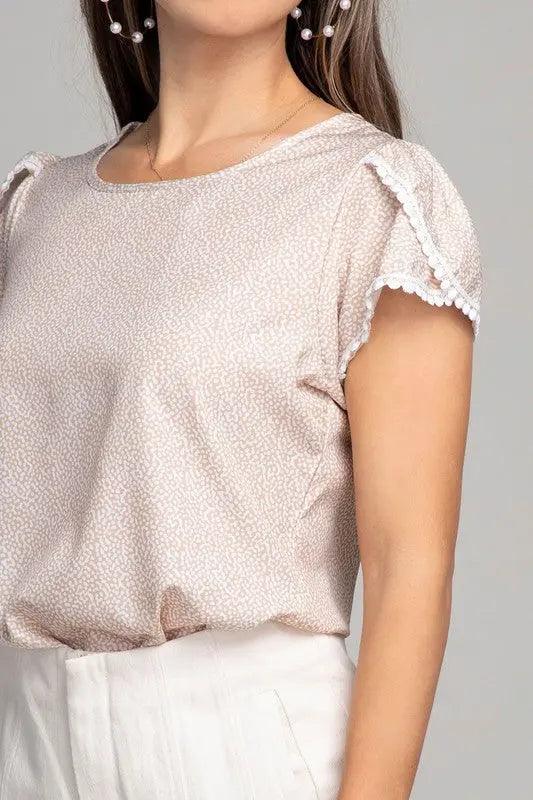Short Sleeve Satin Top With Lace Reim - Pure Modest Apparel - Short Sleeve Tops