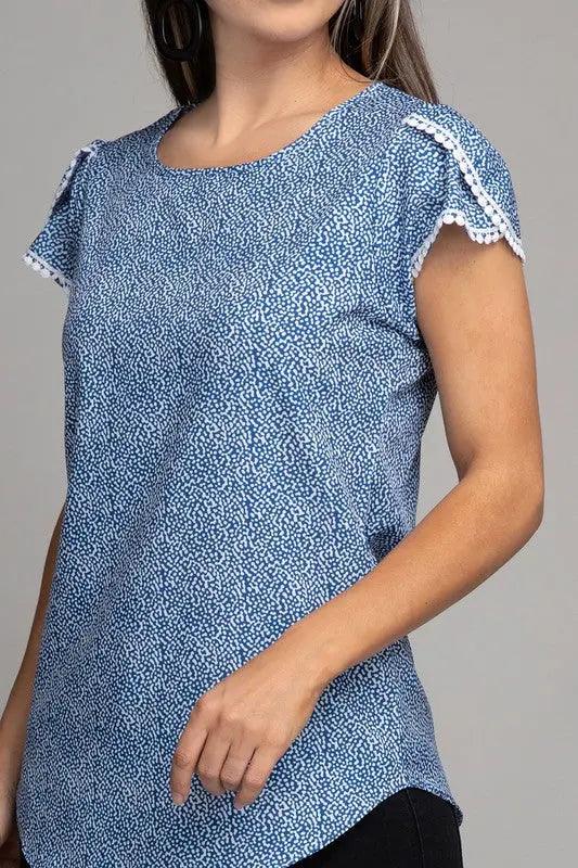 Short Sleeve Satin Top With Lace Reim - Pure Modest Apparel - Short Sleeve Tops