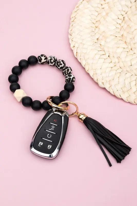 Silicone Color Block Print Key Ring Bracelet - Pure Modest Apparel - Wallets