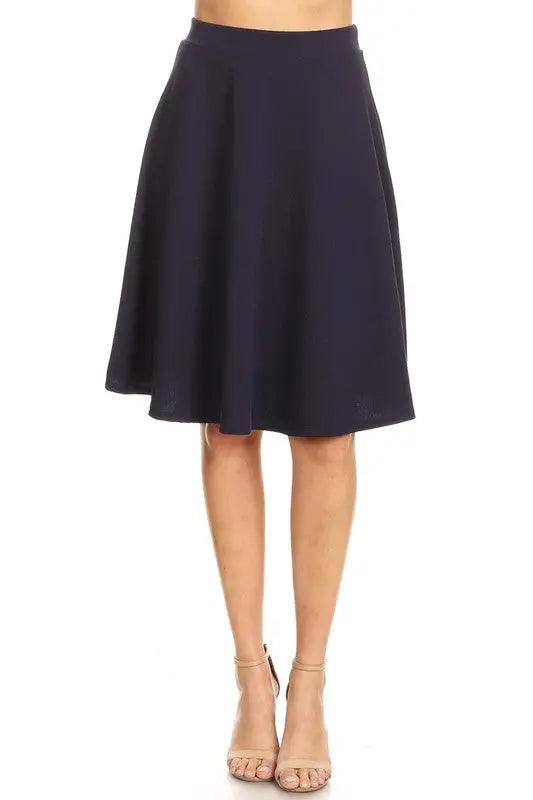 Solid High Waisted Knee Length Skirt - Pure Modest Apparel - Midi Skirts
