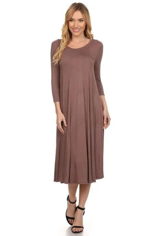 Solid Jersey Knit Midi Dress - Pure Modest Apparel - Midi Dresses