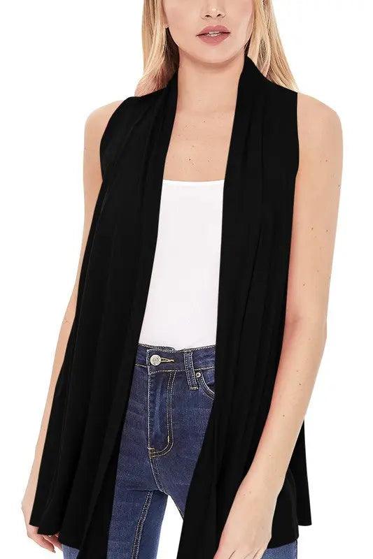 Solid Open Front Vest Cardigan - Pure Modest Apparel - Cardigans
