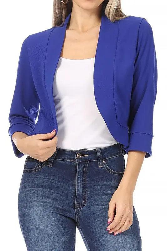 Solid Waist Length Blazer Cardigan - Pure Modest Apparel - Jackets