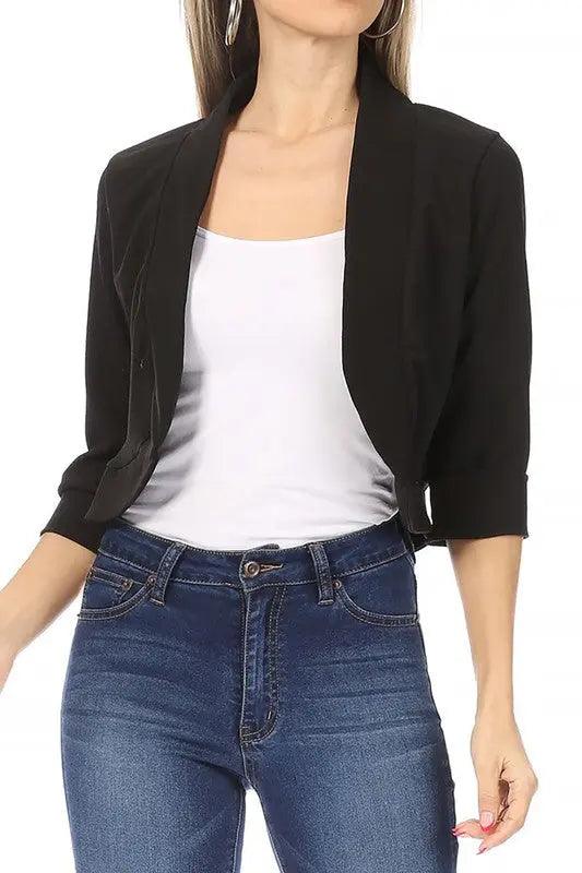 Solid Waist Length Blazer Cardigan - Pure Modest Apparel - Jackets