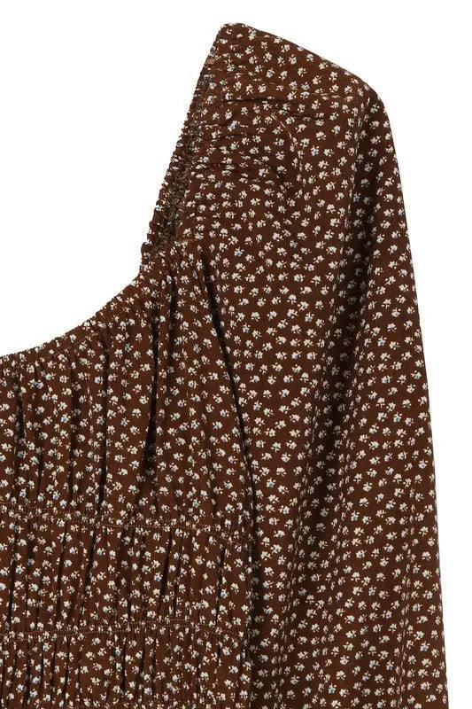 Square Neck Vintage Puff Sleeve Midi Dress - Pure Modest Apparel - Midi Dresses
