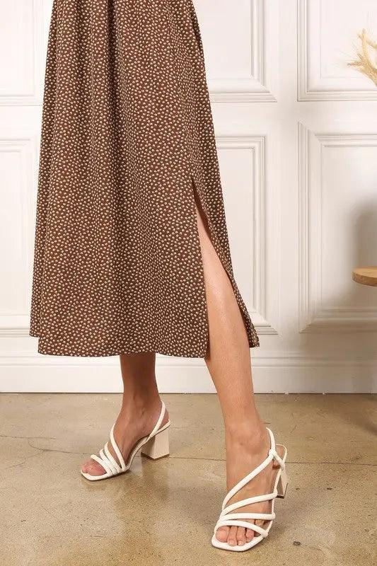 Square Neck Vintage Puff Sleeve Midi Dress - Pure Modest Apparel - Midi Dresses