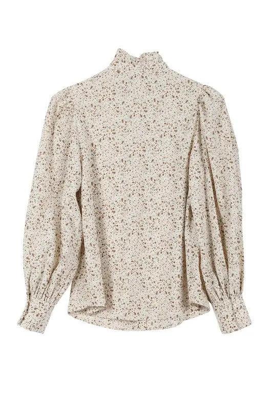 Stand Collar Floral Frill Blouse - Pure Modest Apparel - Long Sleeve Tops