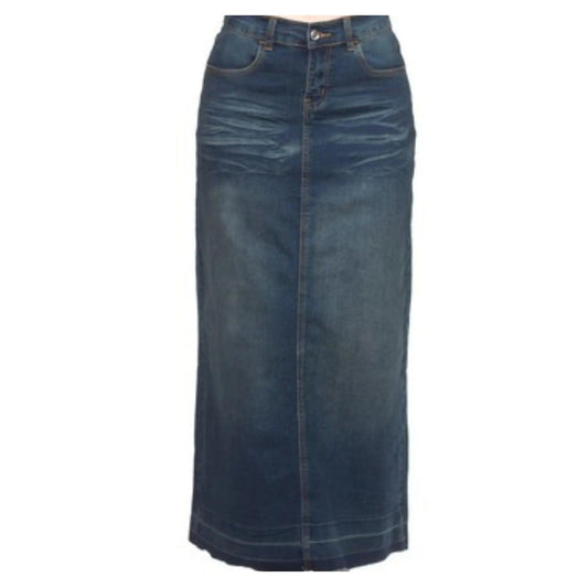 Vintage Wash Denim Maxi Skirt - Pure Modest Apparel - Denim Skirts