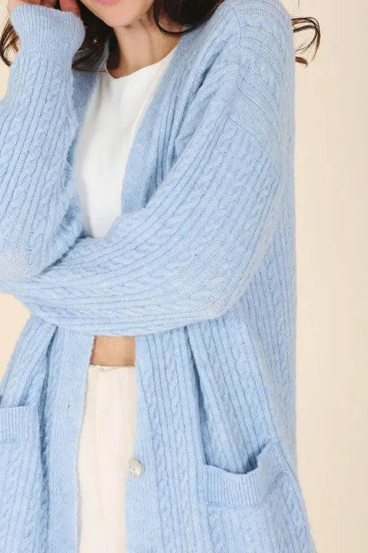 Wool Blend Cable Knit Cardigan - Pure Modest Apparel - Cardigans